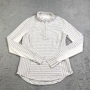 Zero Restriction Jacket Womens XS White Striped Performance 1/4 Zip Pullover Top
